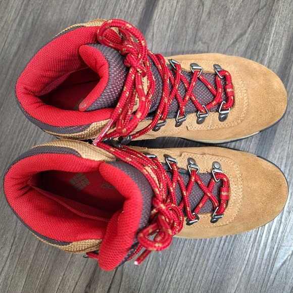Columbia Newton Ridge Plus Waterproof Hiking Boots Tan Red Womens 7.5 BL1552-286 - Picture 6 of 10